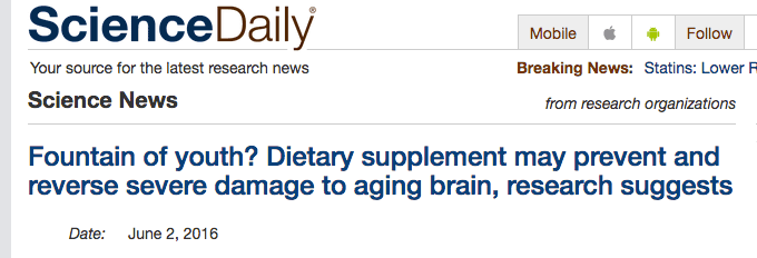 Science Daily: Patented Supplement
